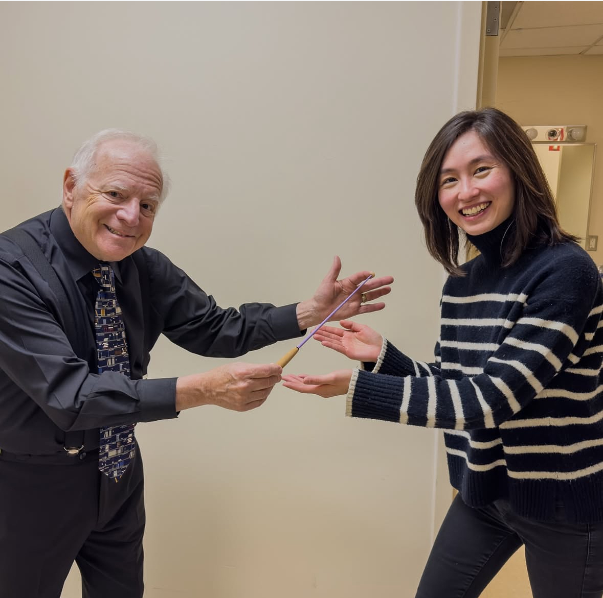 Leonard Slatkin and Sophie Mok with Purple Batons